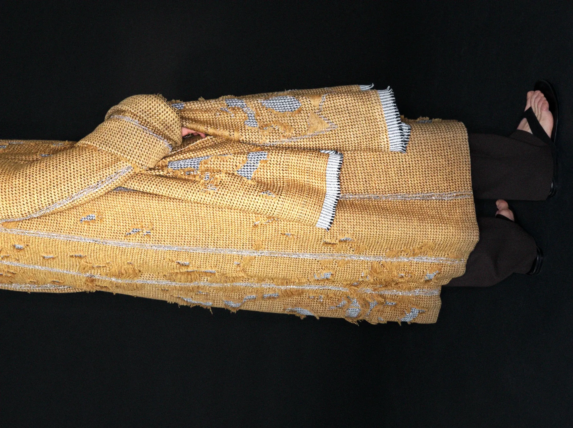 Haus Nuller Collection N1 Coat 03 woven garment with experimental material structure.